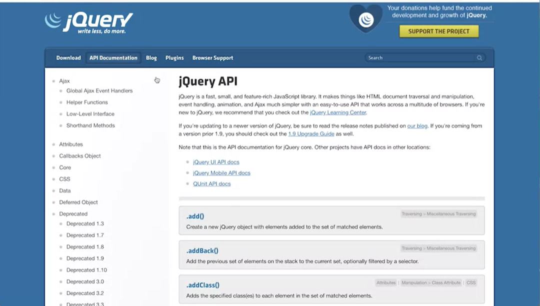 jQuery API Documentation.