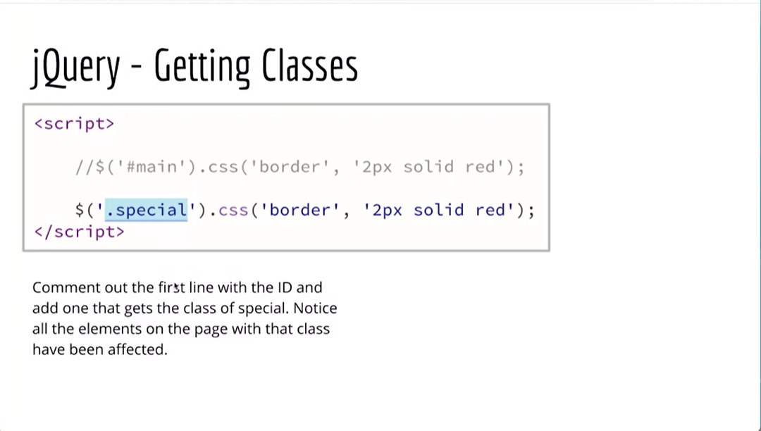 Example, jQuery - Getting Classes.