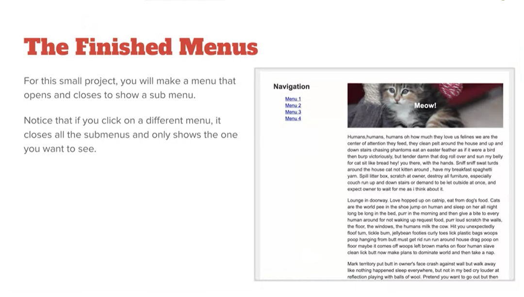 Example, The Finished Menus.