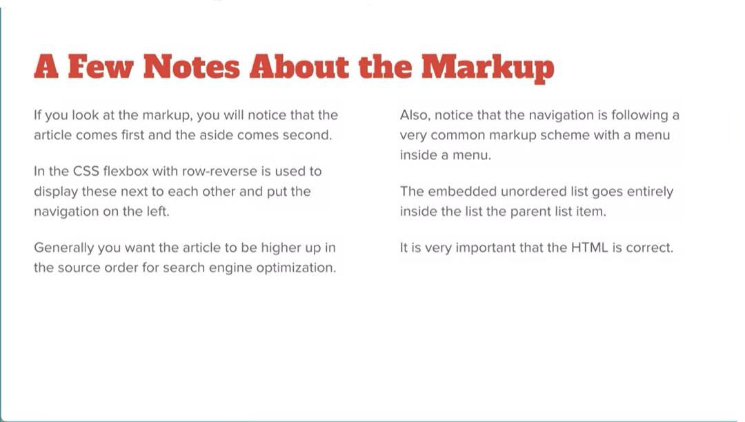 A Few Notes About the Markup.