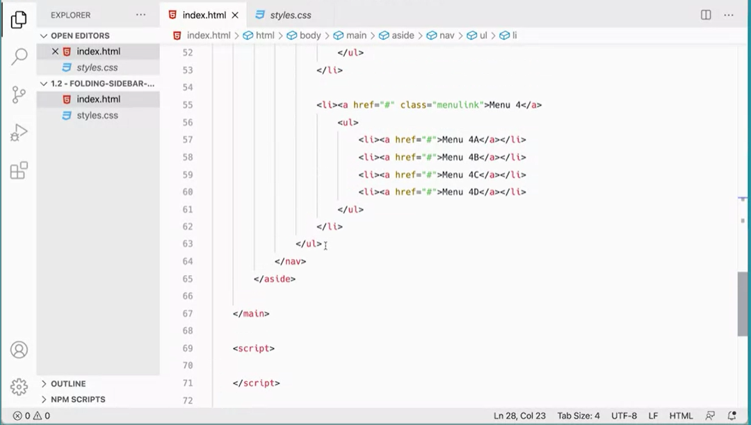 Where to script will go in html file.