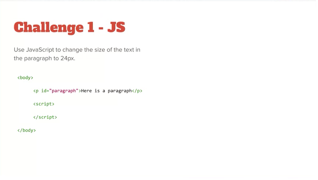 Example, Challenge 1 - JavaScript.