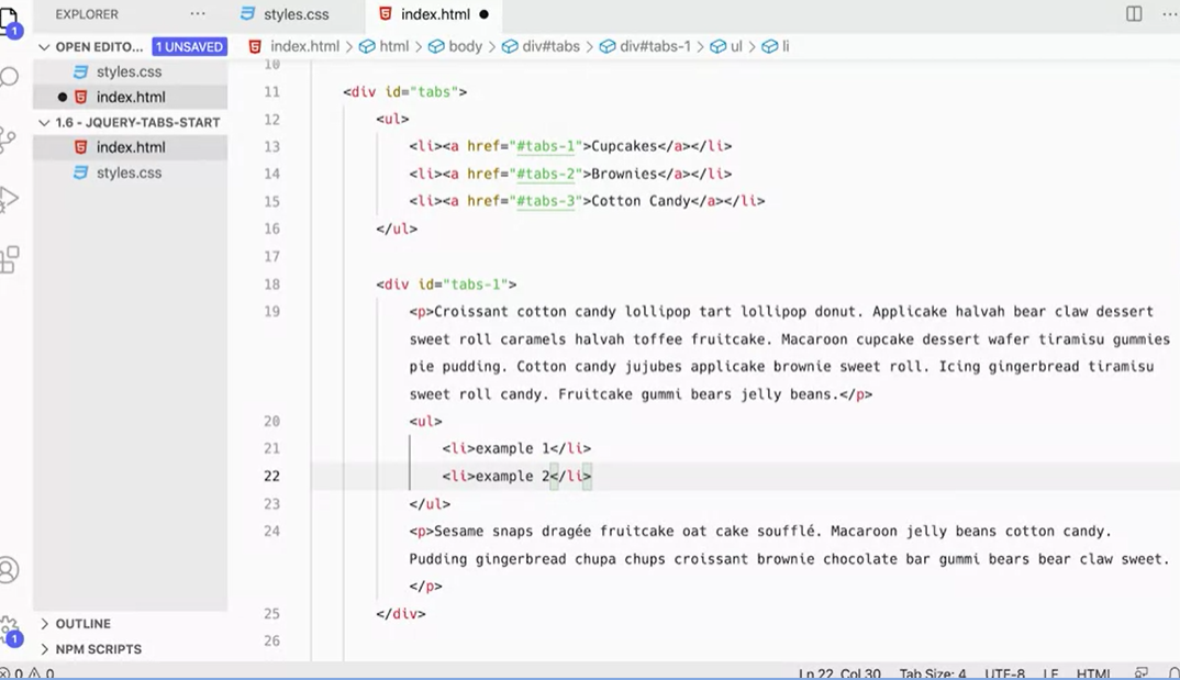 Examples 1 and 2, as untargetting list items.