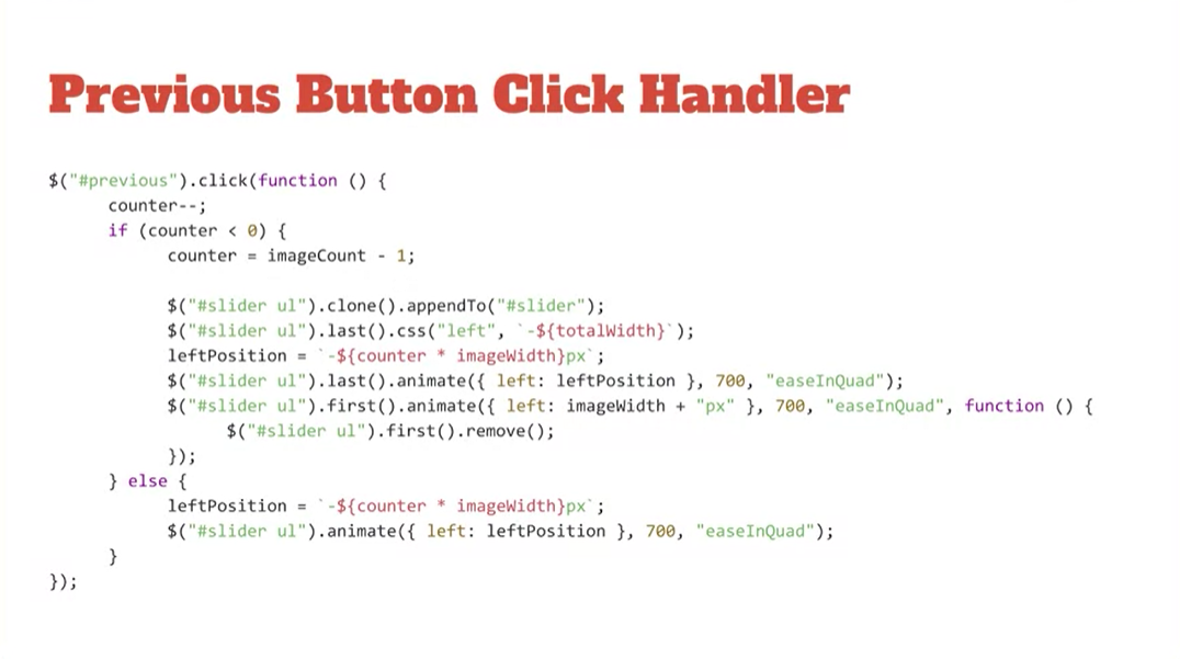 Example, Previous Button Click Handler.