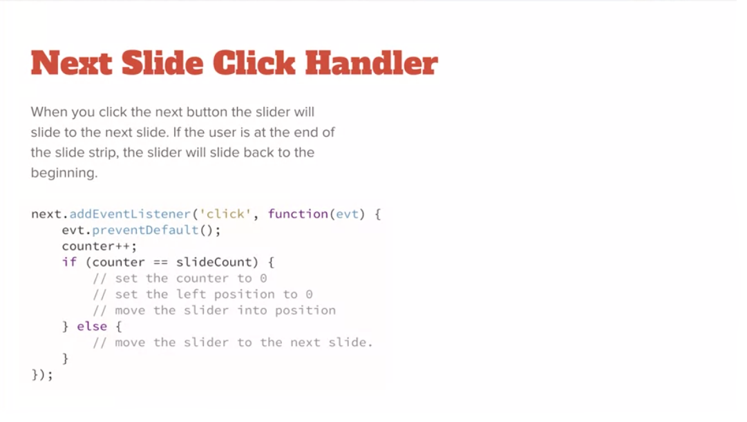 Example, Next Slide Click Handler.