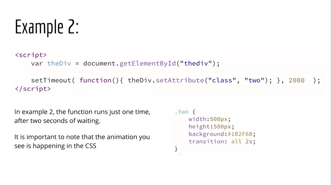 Example 2, add paragraph once, with animation (transition) from CSS.