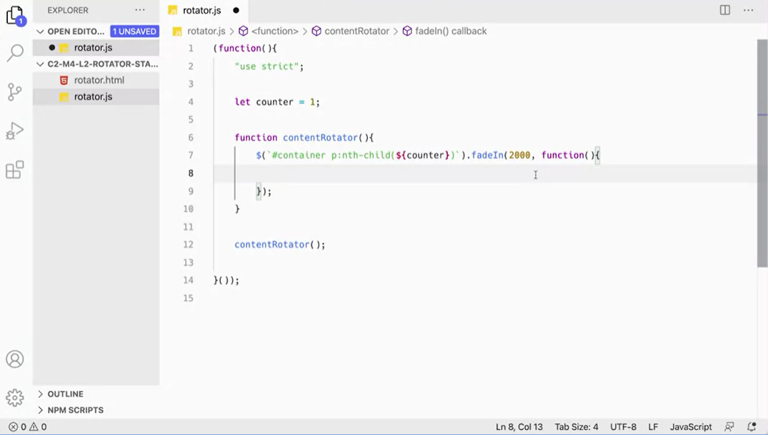 nth-child pseudo selector with counter, fadeIn and callback.