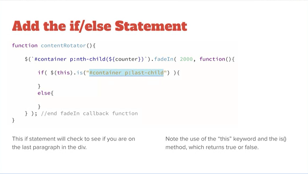 Example, Add the if/else Statement.