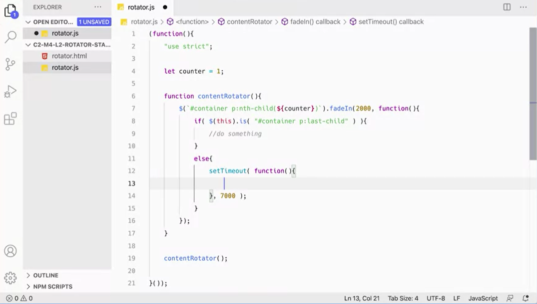 Else, if not last child, execute setTimeout for 7 seconds and callback itself.